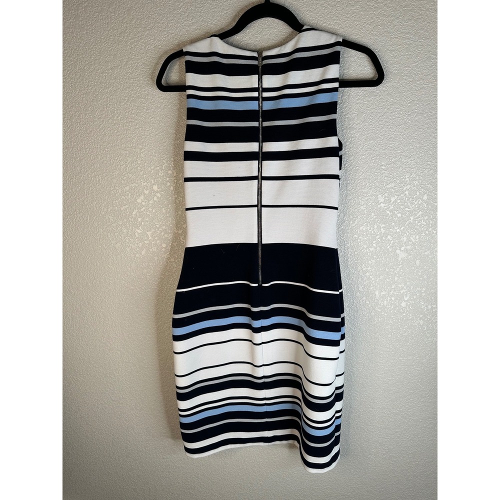 Calvin Klein Women's Blue White Striped Sleeveless Classic Sheath Dress 4 - Picture 5 of 9